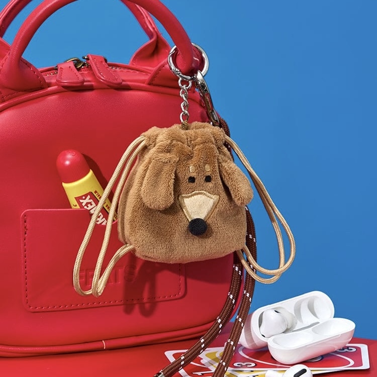 JOGUMAN WOODY 臘腸狗 迷你 束口袋吊飾 耳機包 收納包 MINI STRING POUCH KEYRING HERO
