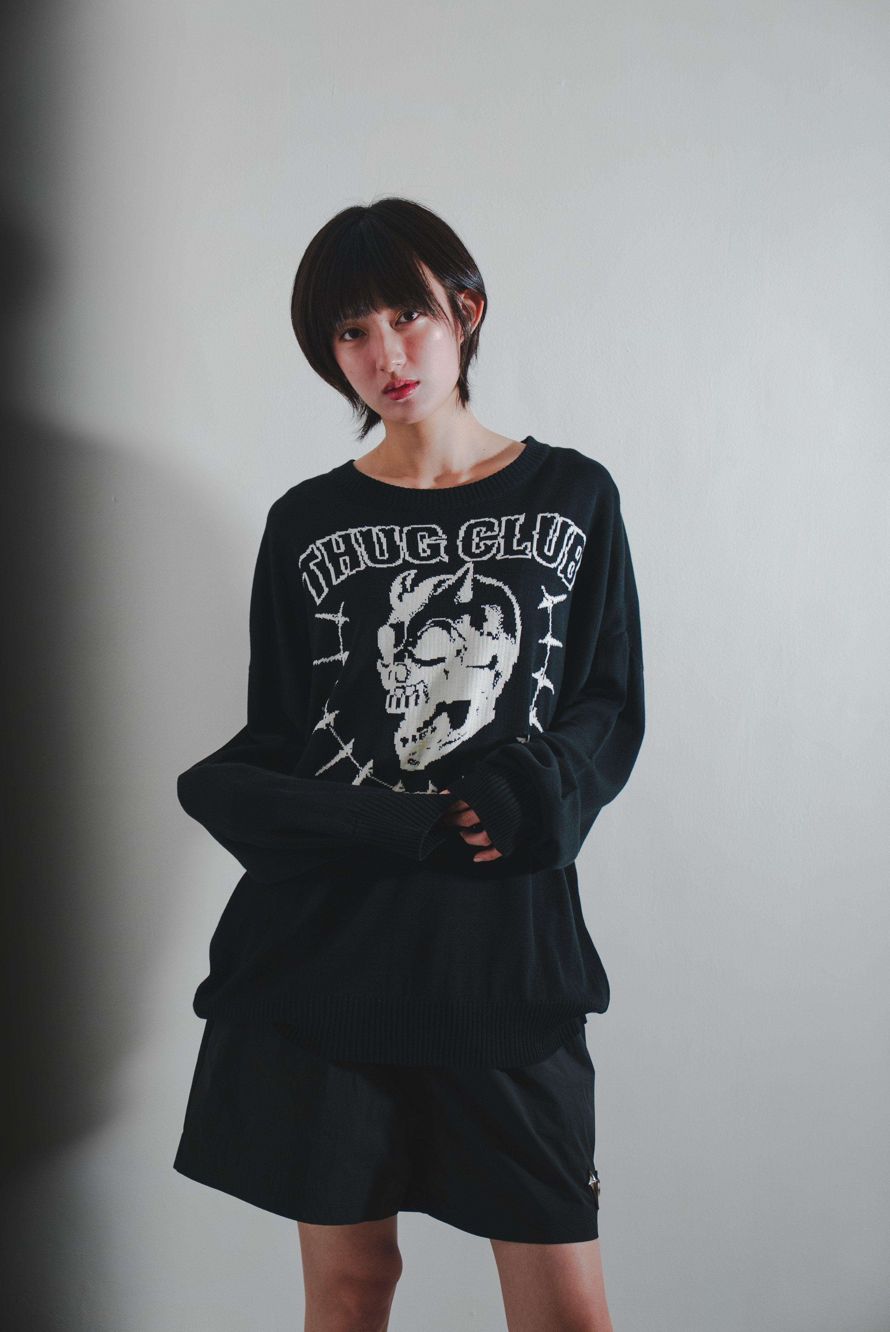 【Focus Store】現貨 Thug Club Riding Skull Knit Sweater "Beige/Black" 兩色