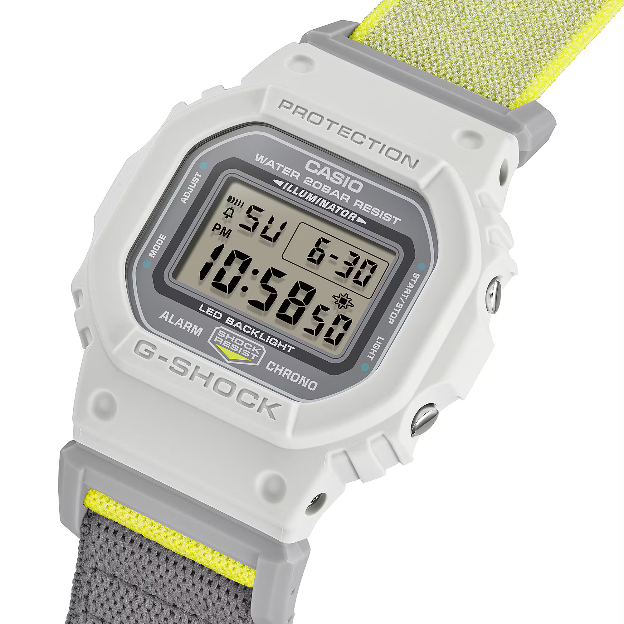 萬年鐘錶 - G-SHOCK  經典方形錶殼布質錶帶磁吸扣環防震電子錶 DW-5600MNC-7A8 錶徑: 42.8MM