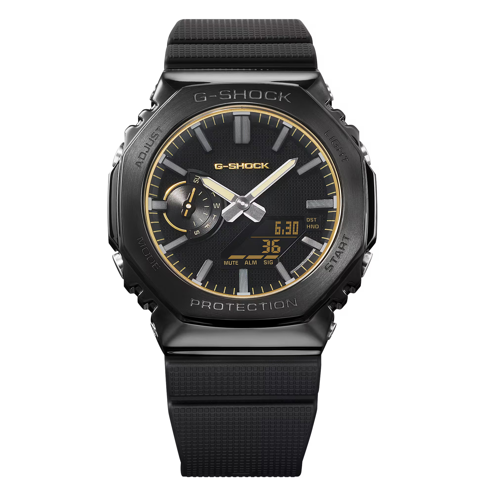 萬年鐘錶 - G-SHOCK  奢華黑色不鏽鋼系列八角錶殼系列電子錶   GM-2100LXB-1A9  錶徑 : 44.4 mm