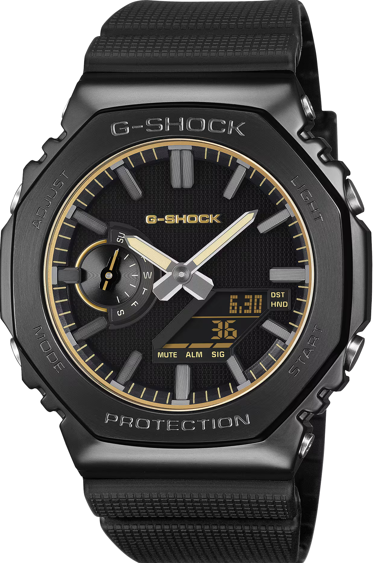 萬年鐘錶 - G-SHOCK  奢華黑色不鏽鋼系列八角錶殼系列電子錶   GM-2100LXB-1A9  錶徑 : 44.4 mm