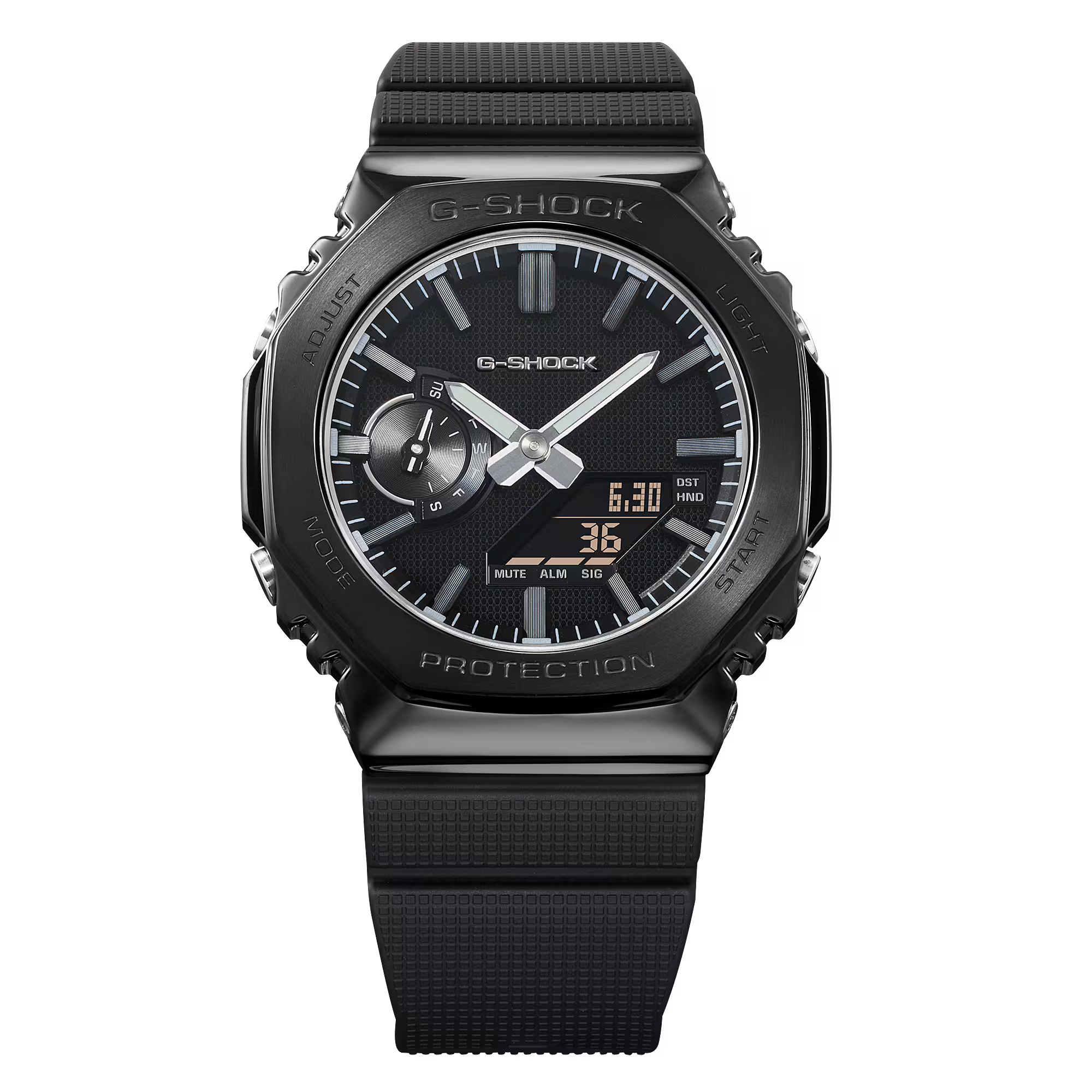 萬年鐘錶 - G-SHOCK  奢華黑色不鏽鋼系列八角錶殼系列電子錶 GM-2100LXB-1A  錶徑 : 44.4 mm