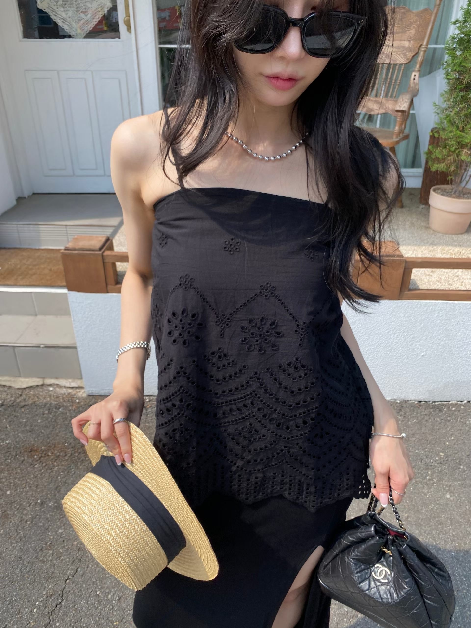 吊帶抹胸蕾絲長版背心