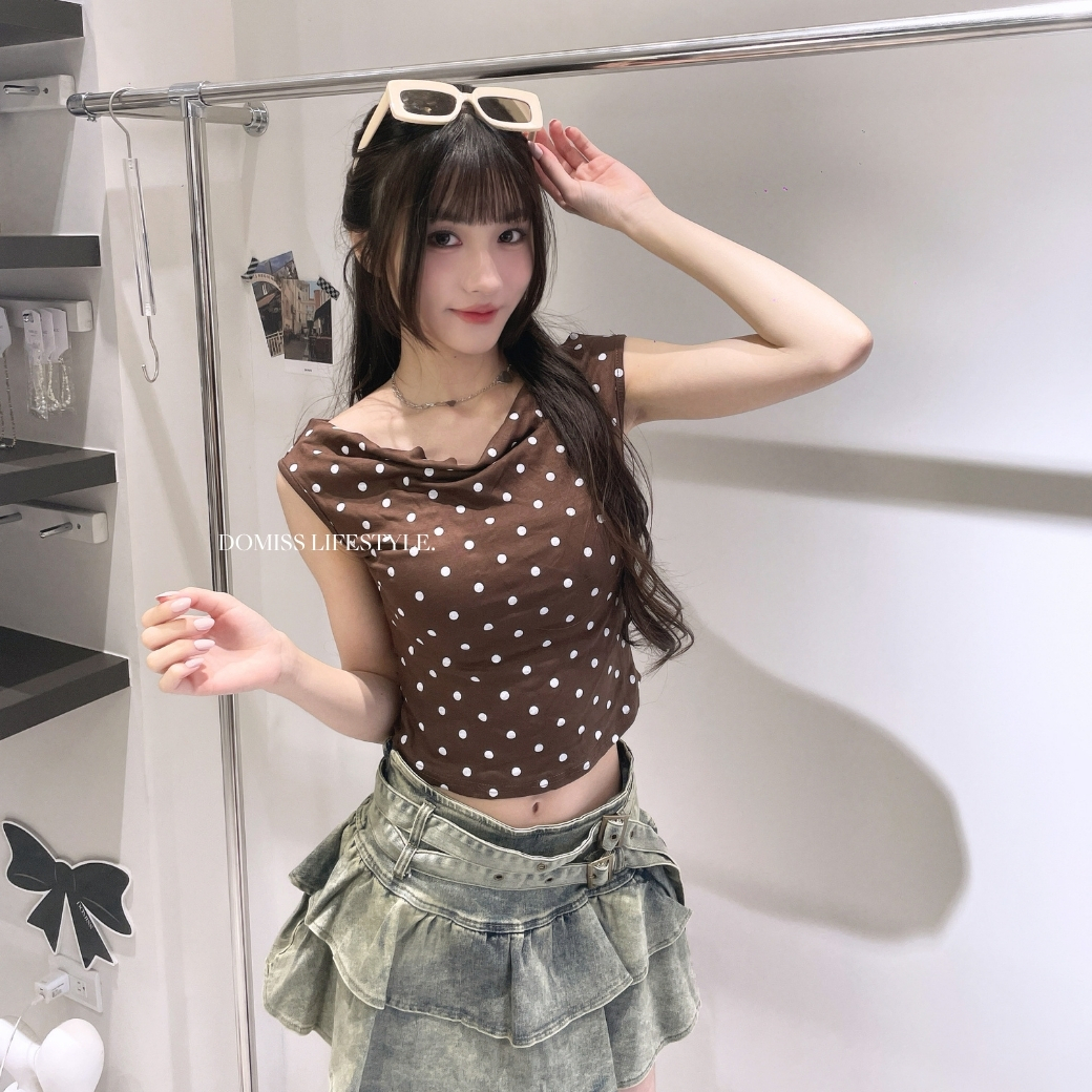 【法式波點】DOMISS垂墜領顯瘦上衣  一穿就有女主角感 (現+預)