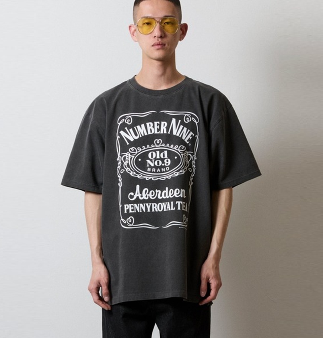 NUMBER NINE VINTAGE DYE OLD NO.9 T-SHIRT - BLACK PRE ORDER ITEM (預訂中)