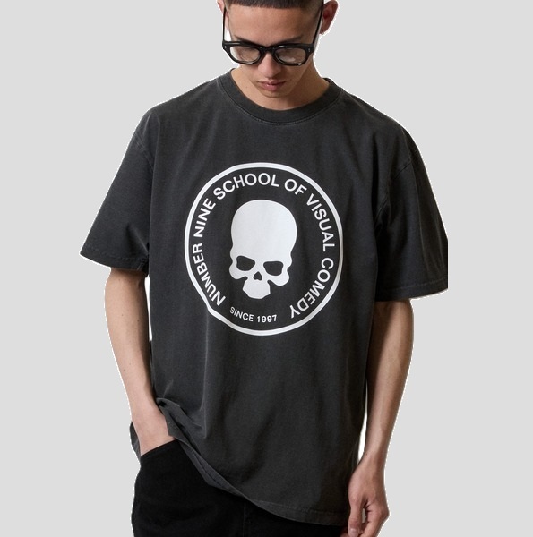 NUMBER NINE SKULL MOTIF CIRCLE LOGO T-SHIRT - BLACK PRE ORDER ITEM (預訂中)
