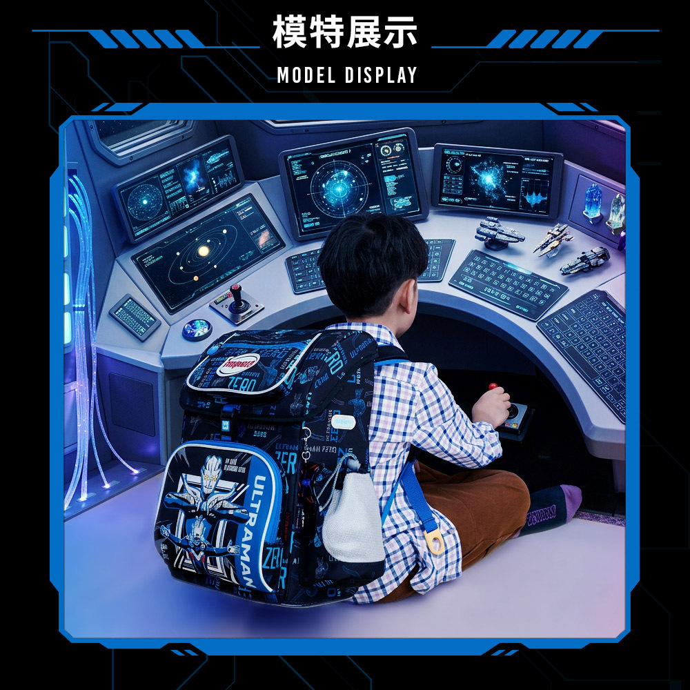 【IMPACT】怡寶 |  Ultraman超人力霸王懸浮磁扣護脊書包-黑色 IMUT7063BK