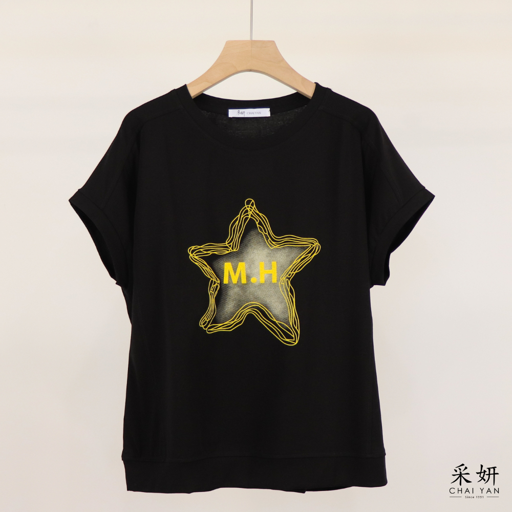 星星拼接連肩短袖上衣