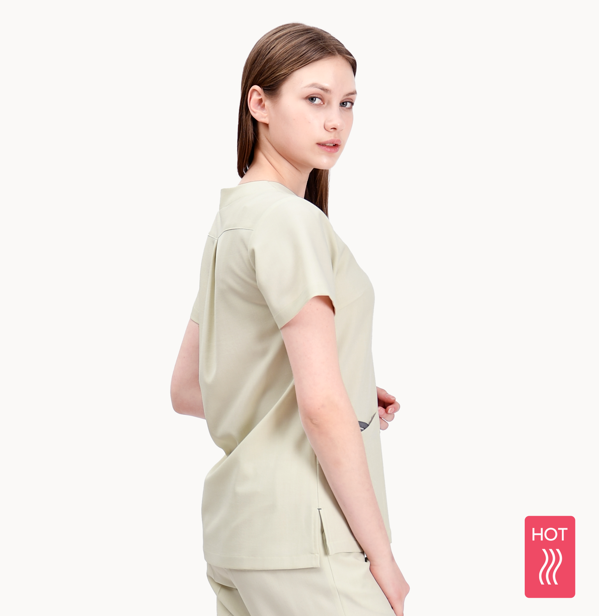 240204 LINEN-LIKE 女款刷手服 茉莉白