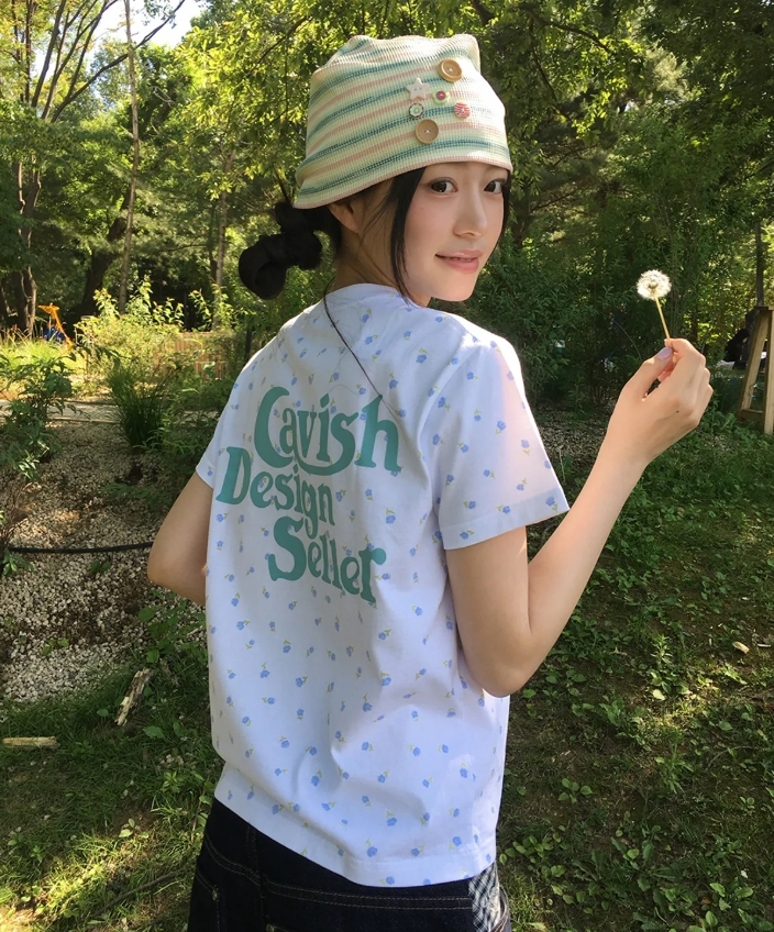 （現貨）韓牌 CAVISH FLOWER SELLER LOGO 花花 女版 短T CV2GMFT514A