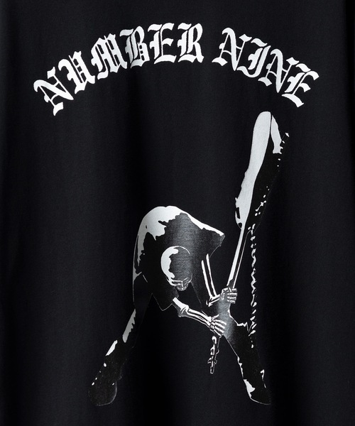 NUMBER NINE FRONT SKULL & BACK ICE HOCKEY MOTIF T-SHIRT - BLACK PRE ORDER ITEM (預訂中)