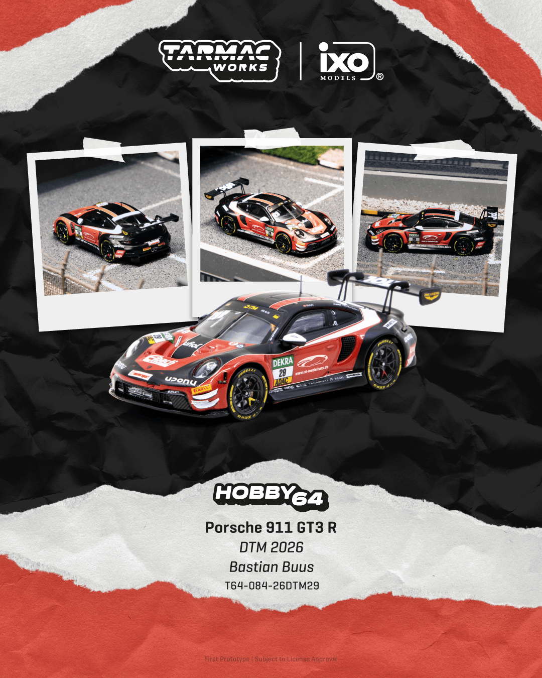 PO-$152 * TARMAC * 1:64 Porsche 911 GT3 R DTM 2026 Bastian Buus