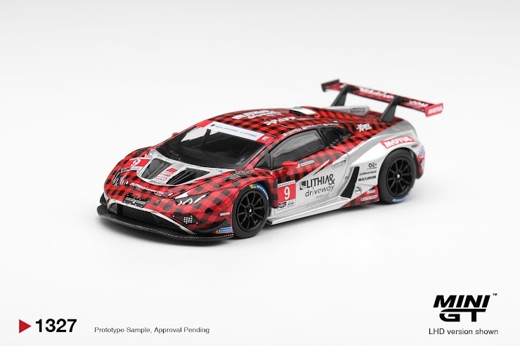 PO-$107 * MINI GT * 1:64 1327 Lamborghini Huracan GT3 EVO2 #9 Pfaff Motorsports 2025 IMSA WeatherTech GTD Pro LHD