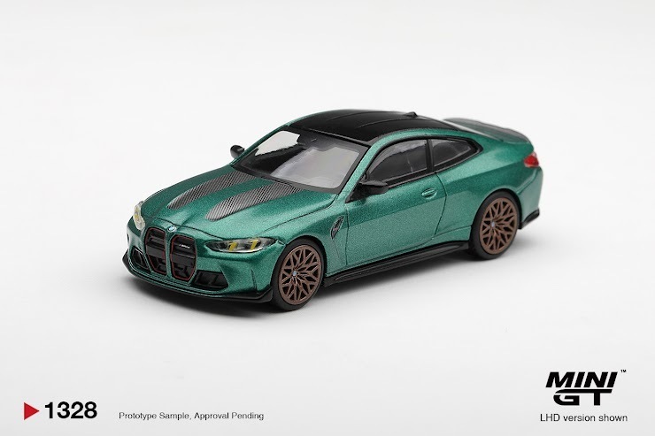 PO-$80 * MINI GT * 1:64 1328 BMW M4 CS Frozen Isle of Man Green Metallic RHD