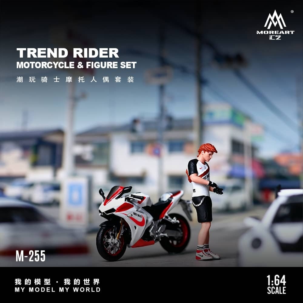 PO-$150 * MOREART * 1:64 FIGURE - TREND RIDER MOTORCYCLE FIGURE SET