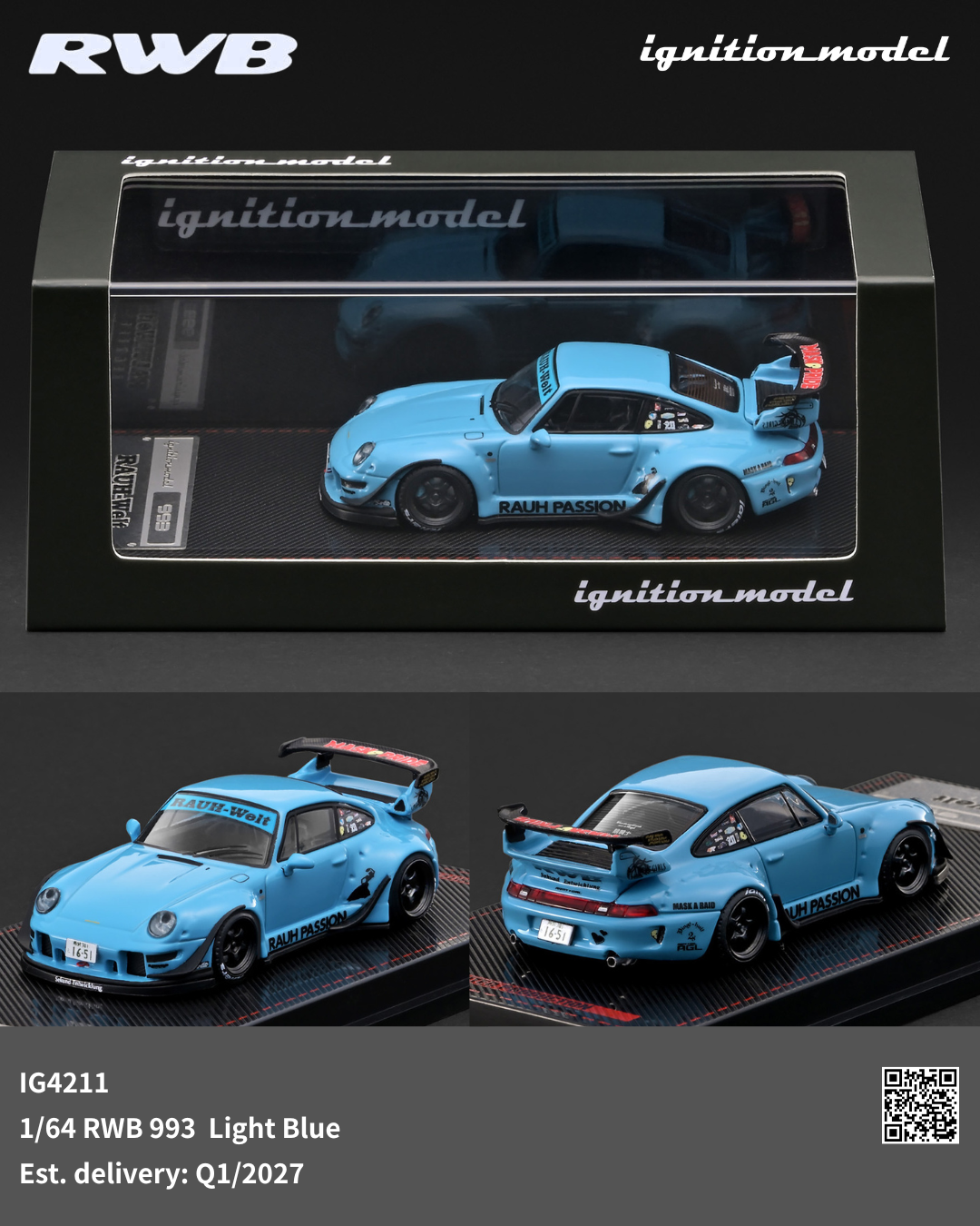 PO-$176 * IGNITION MODEL * 1:64 RWB993 LIGHT BLUE