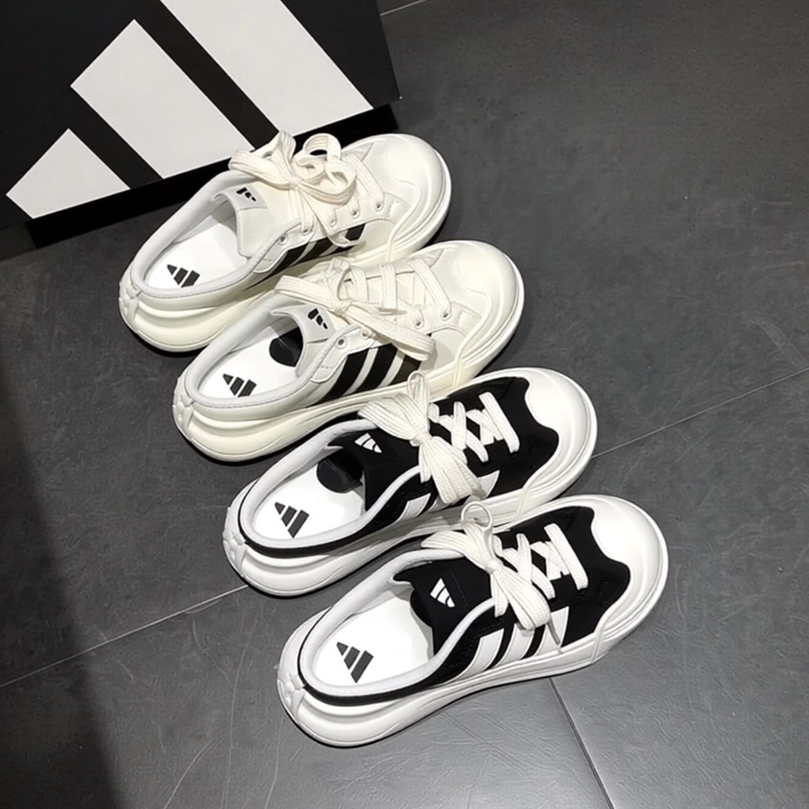 adidas Maxxcourt Mule 穆勒鞋 懶人鞋 黑白 寬鞋帶 波浪 厚底 滑板 半拖鞋 HQ9514 LA4473