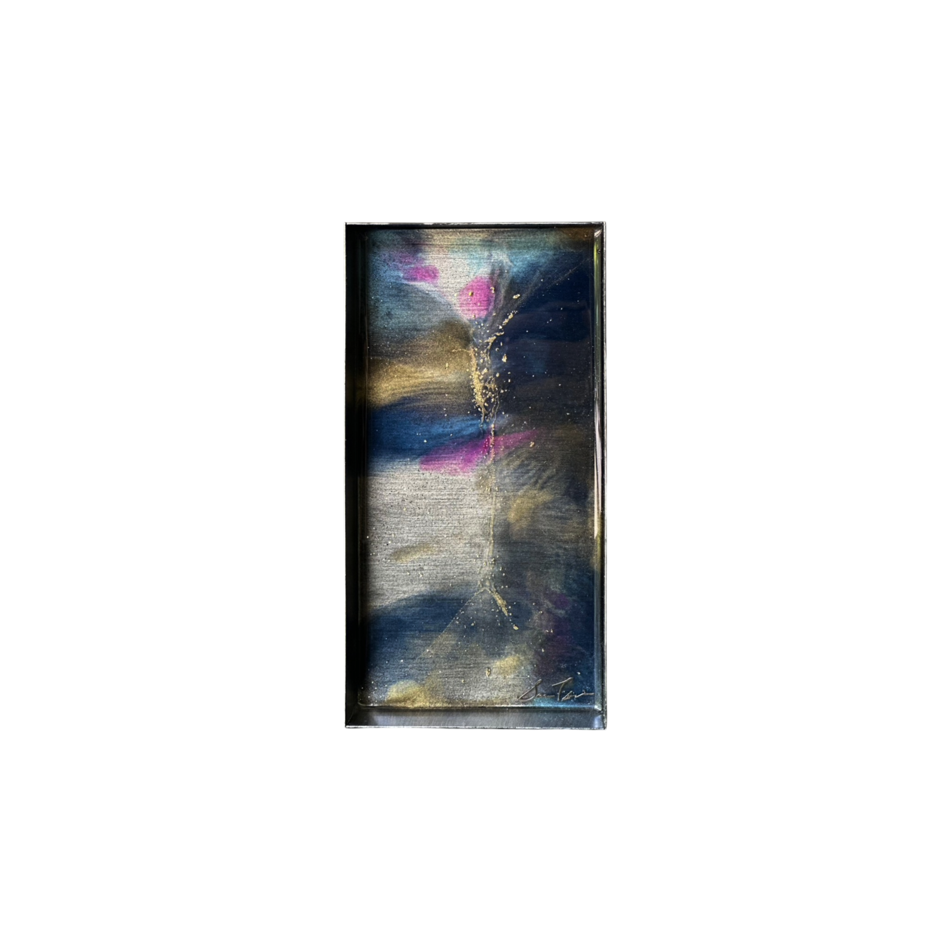 Galaxy金屬拉絲銀托盤 四角 小