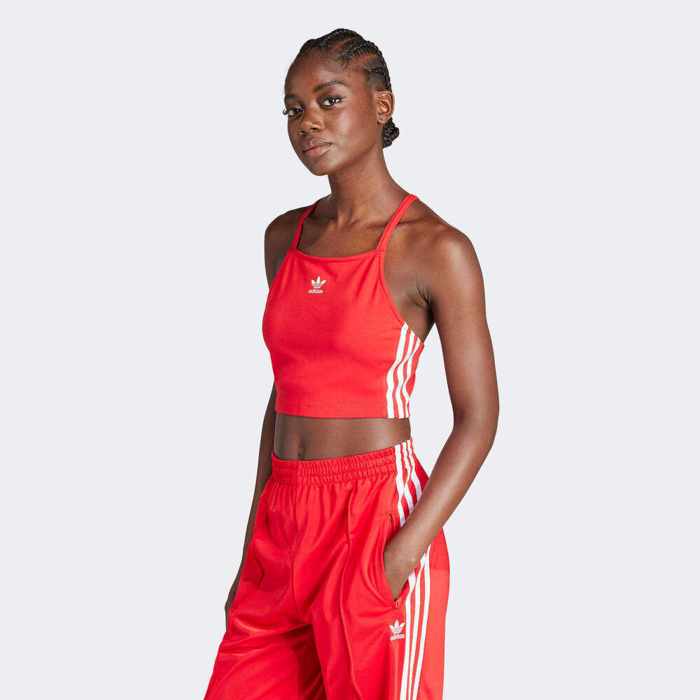 ADIDAS 背心 3 S CROP TOP 紅色 三葉草 細肩帶 短版背心 女 IN8379
