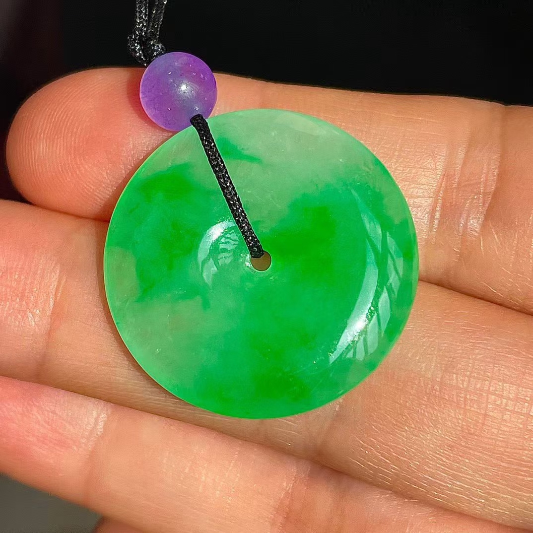 翡翠冰陽綠平安扣 (24mm直徑),天然翡翠A玉, 緬甸玉, Jade, Jadeite