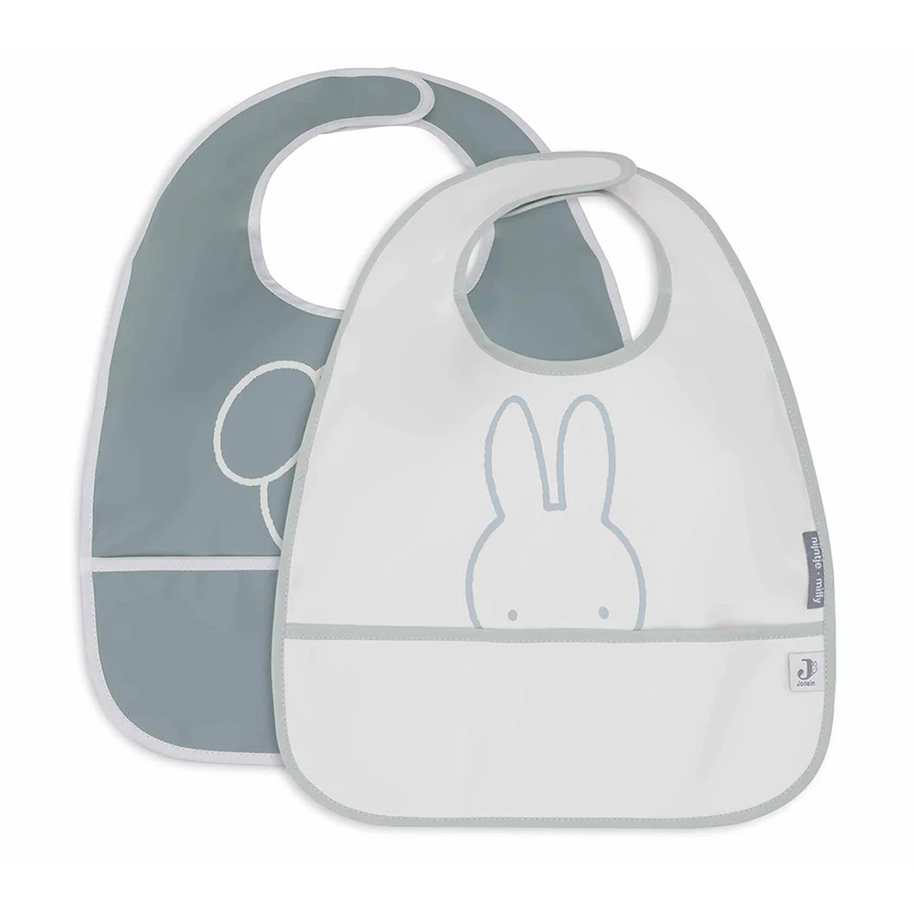(預購7/15)荷蘭Jollein Miffy Peekaboo防水圍兜2入-Sea Green