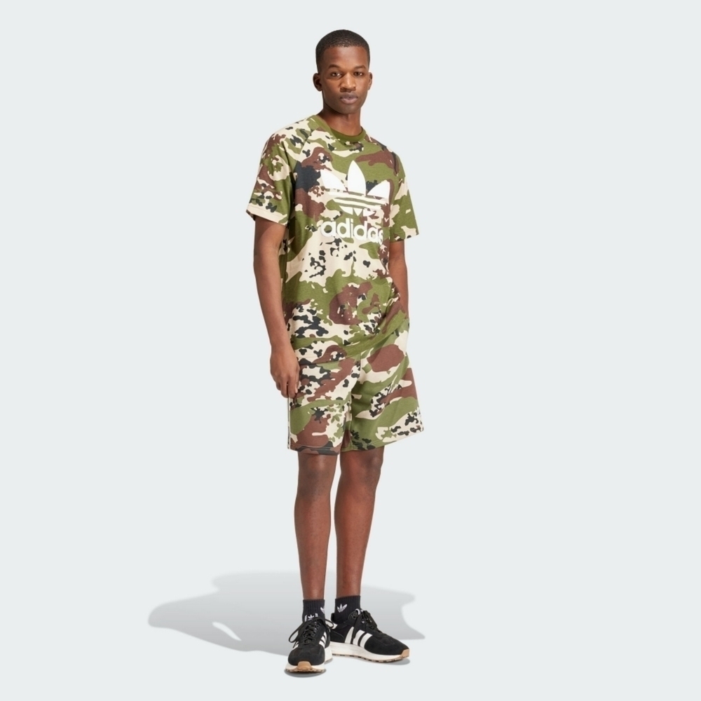 ADIDAS 短T CAMO TREFOIL T 綠色迷彩 短袖 上衣 男 IS0215