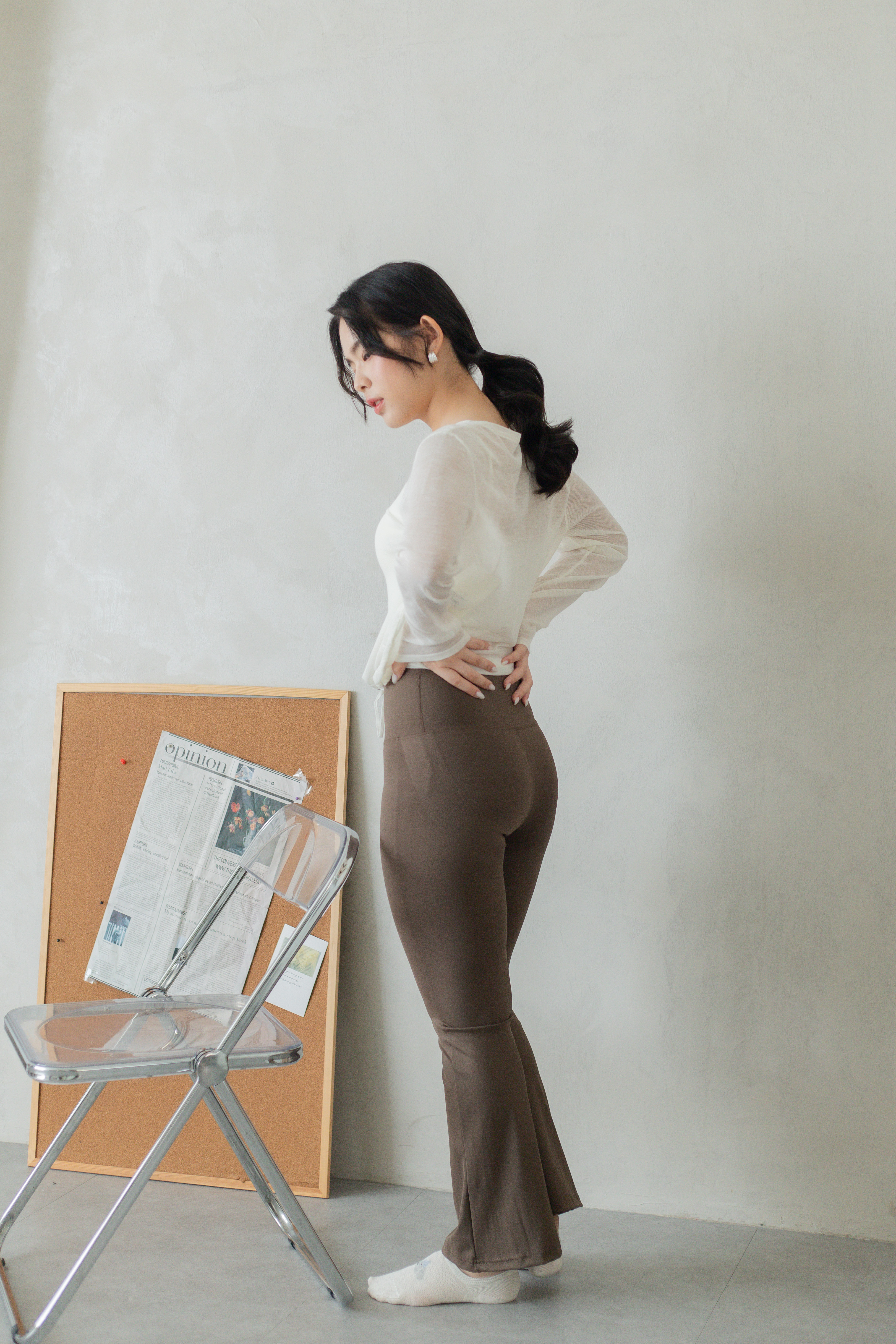 Niky Stretch Flare Legging Brown -2805PLBRO