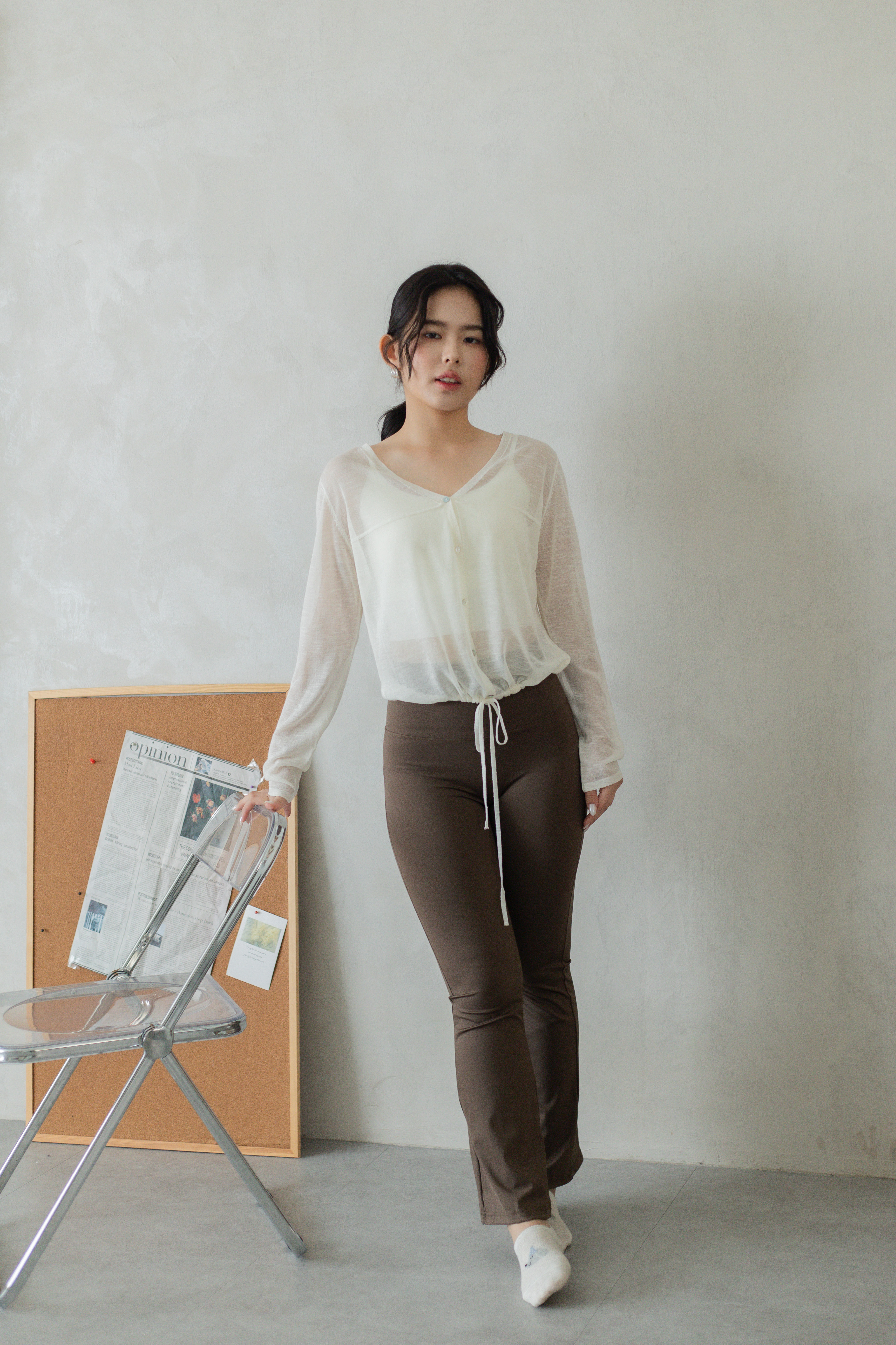 Niky Stretch Flare Legging Brown -2805PLBRO