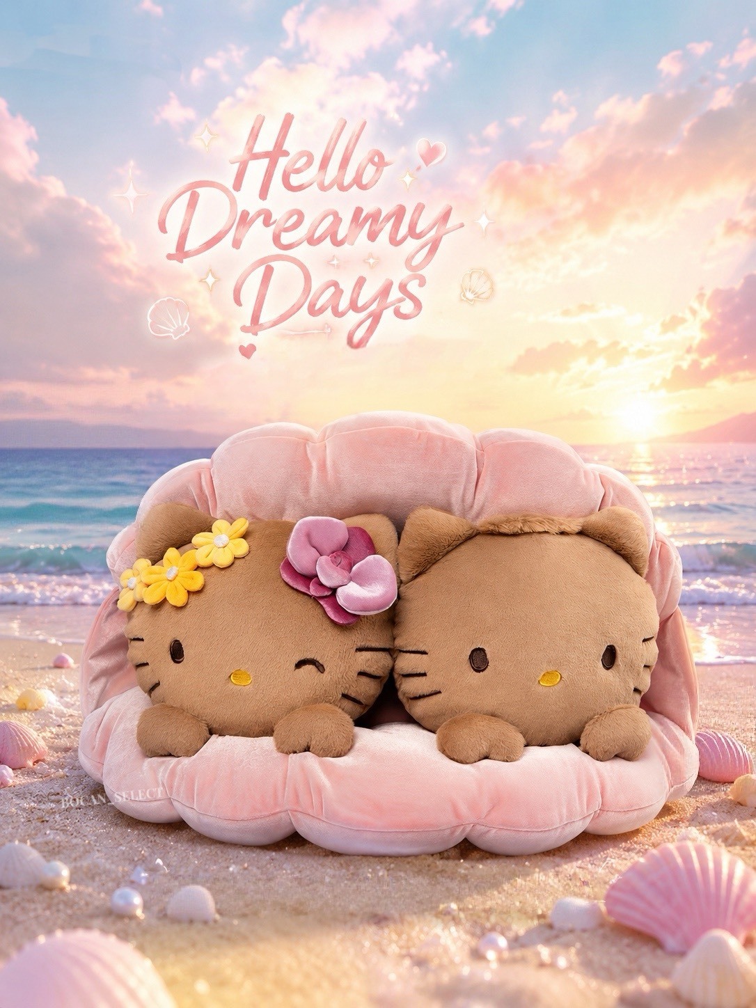 正版授權 野獸派 HELLO KITTY & DEAR DANIEL 造型 貝殼 抱枕