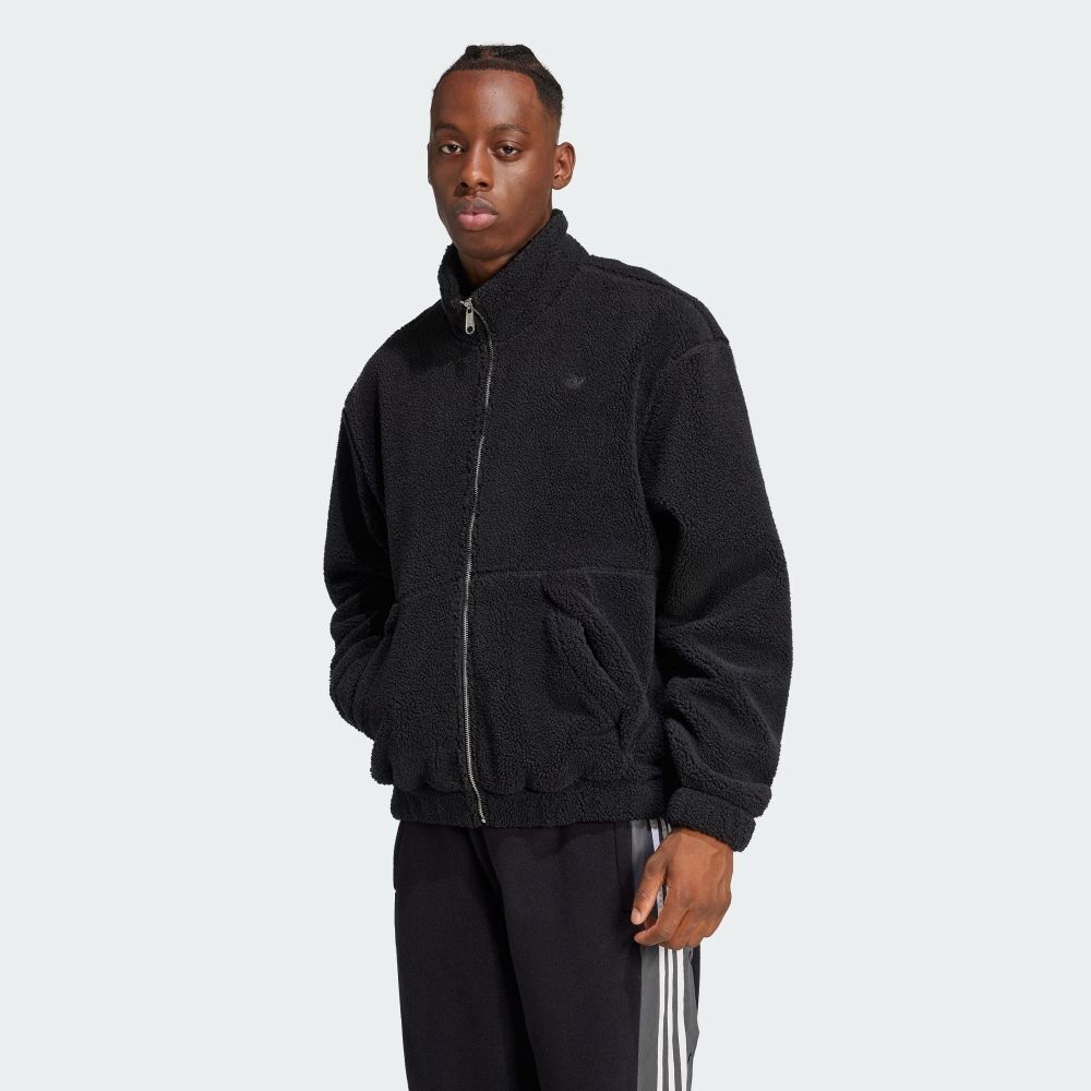 ADIDAS 外套 PREMIUM ESSENTIALS 黑色 搖粒絨 立領外套 男 IW0983