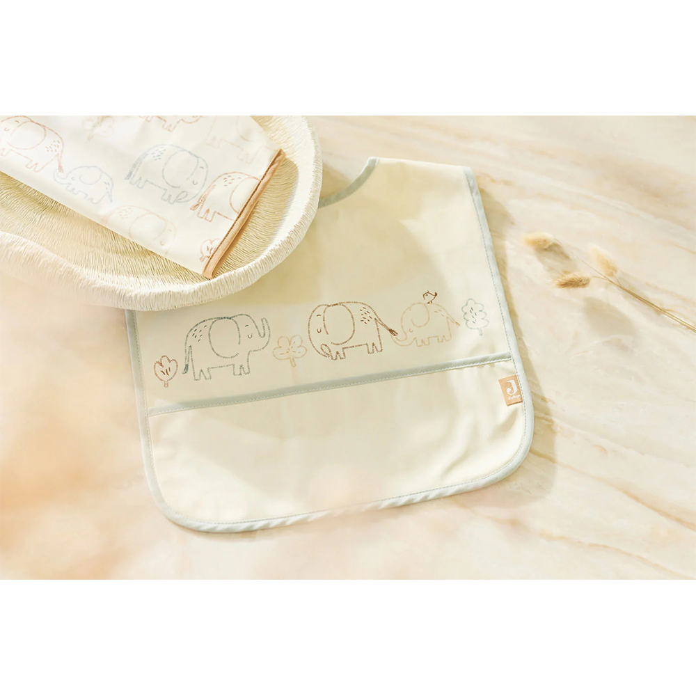 (預購7/15)荷蘭Jollein 防水圍兜2入-Elephant Tales