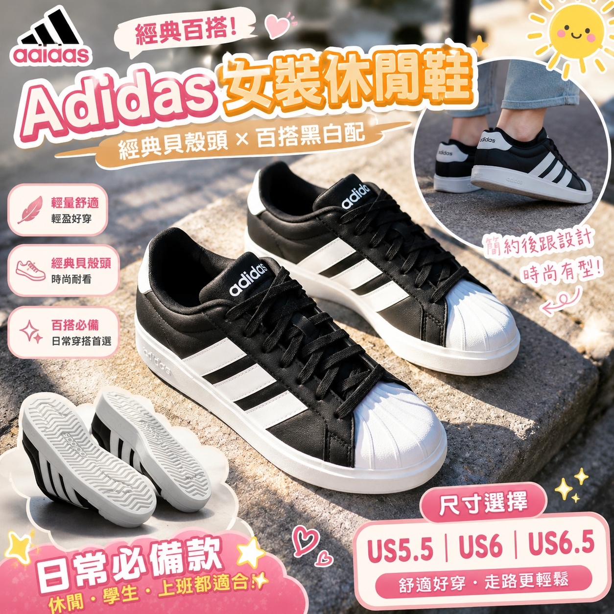 【預購】 Adidas H063016 Streetalk 女裝休閒鞋 (黑白色)