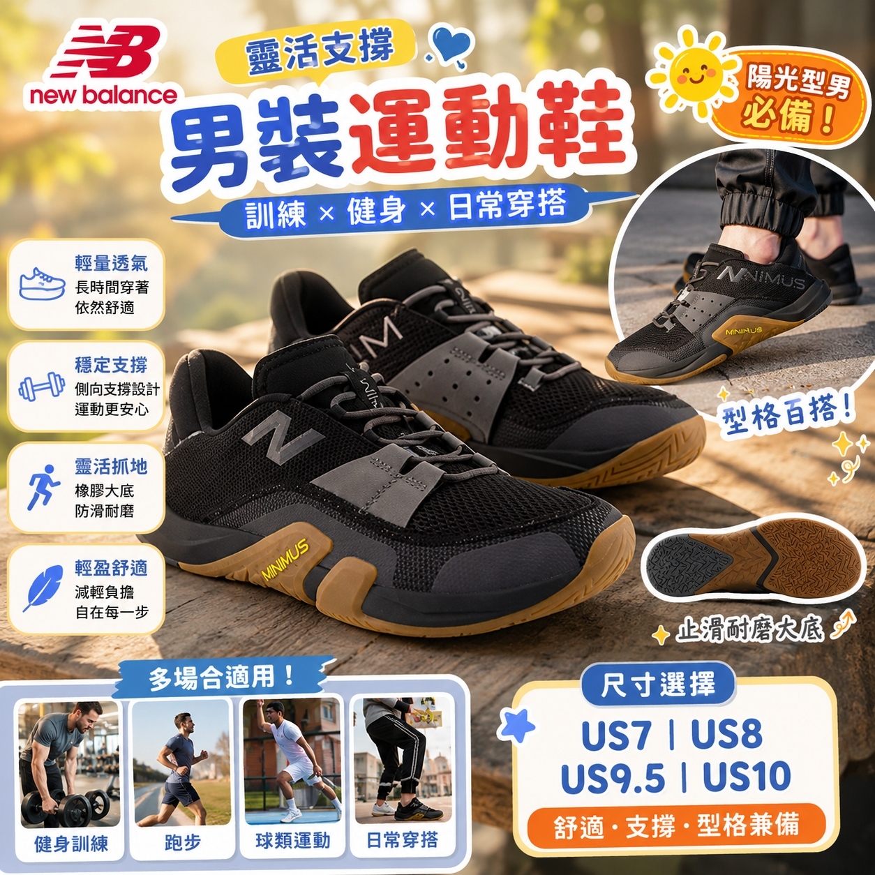 【預購】NEW BALANCE H063015 224 男裝運動鞋 (黑色)