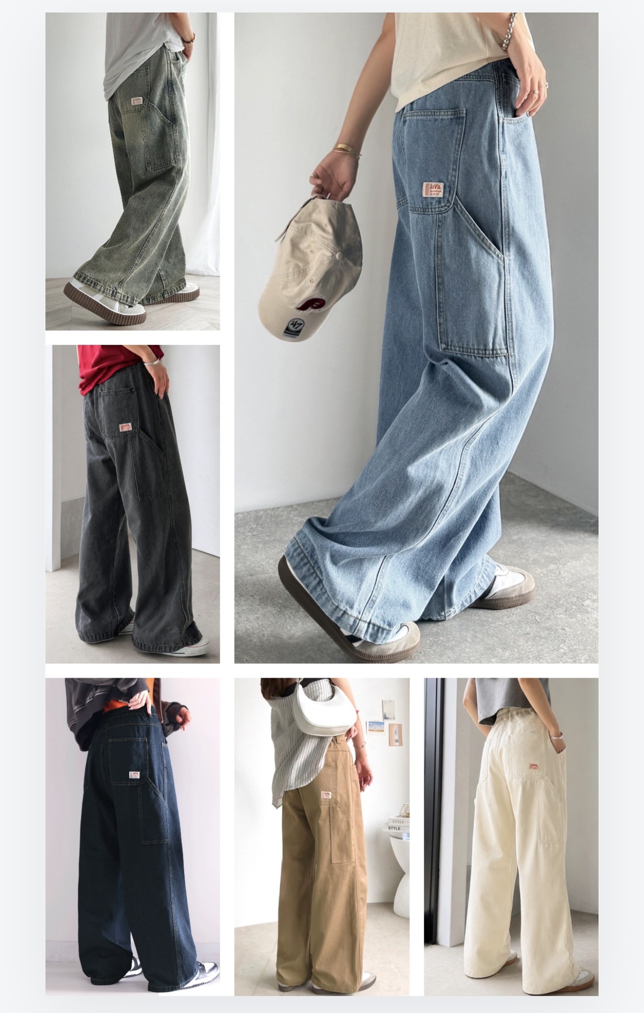 【預購】JM063005 Java 男女同款工裝寬褲