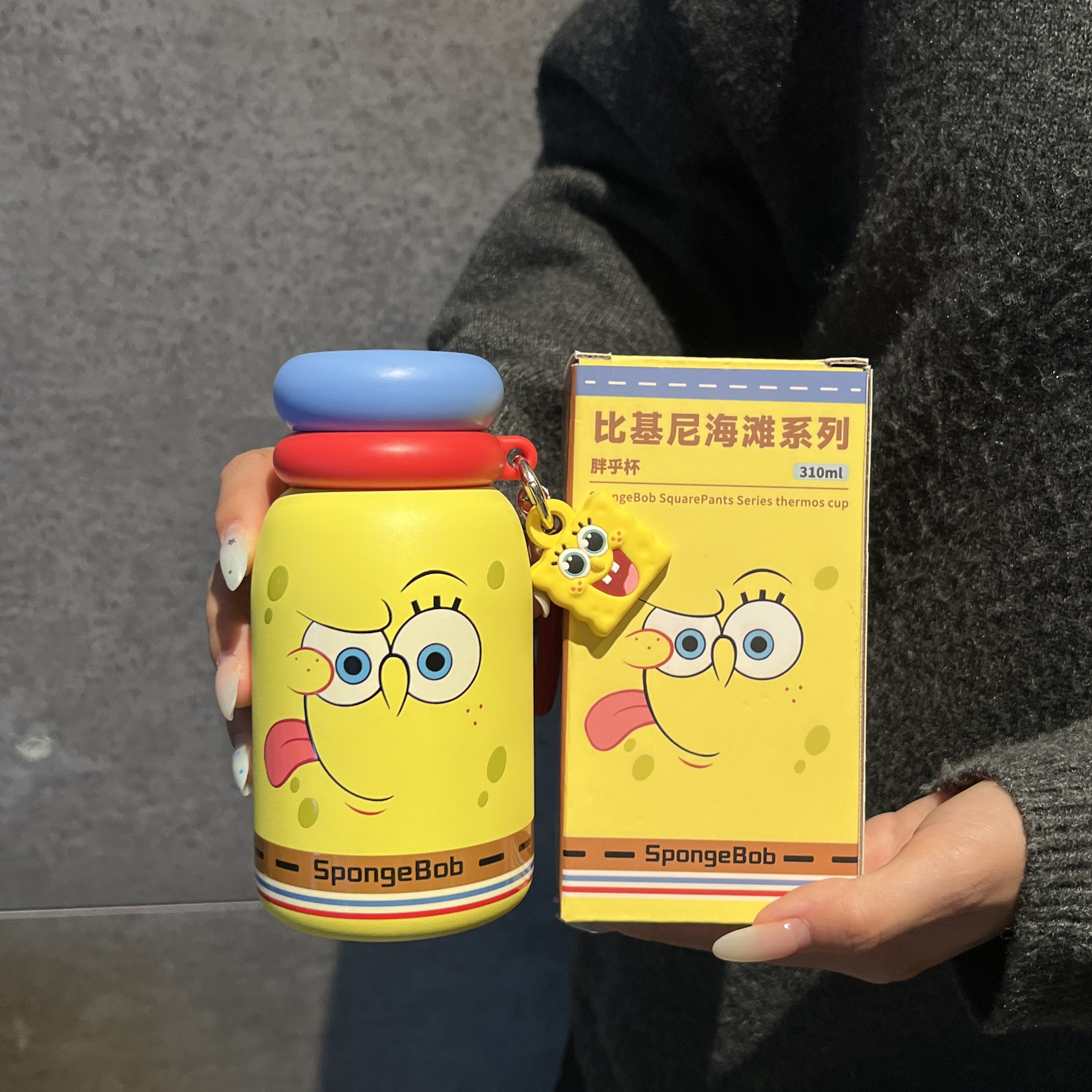 代購-海綿寶寶 比奇堡路人魚 不鏽鋼雙飲水杯 保溫杯 吸管杯  310ml