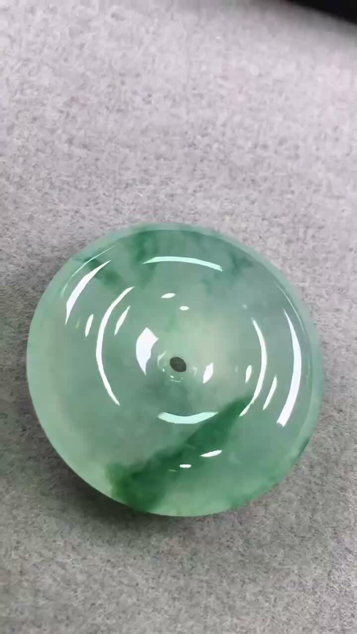 翡翠冰飄花平安扣 (23.5mm直徑),天然翡翠A玉, 緬甸玉, Jade, Jadeite