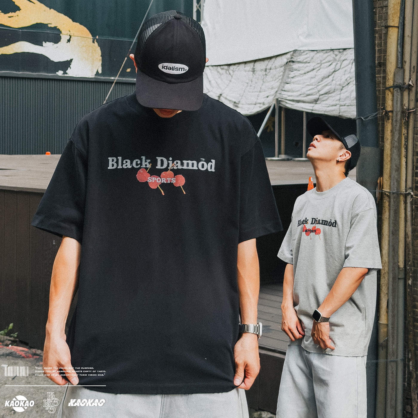 JIAMENG Black diamond 櫻桃印花 短Tee