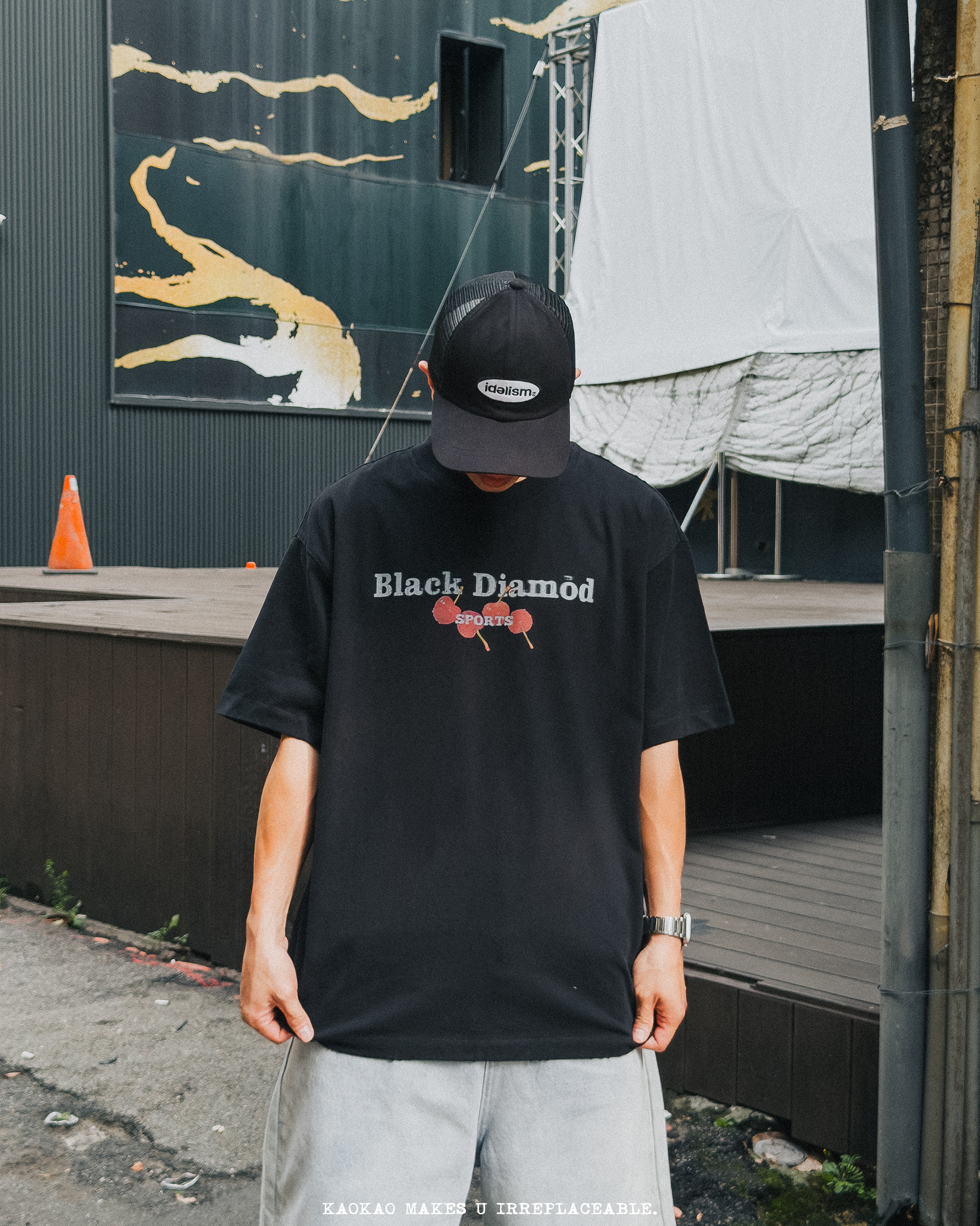 JIAMENG Black diamond 櫻桃印花 短Tee