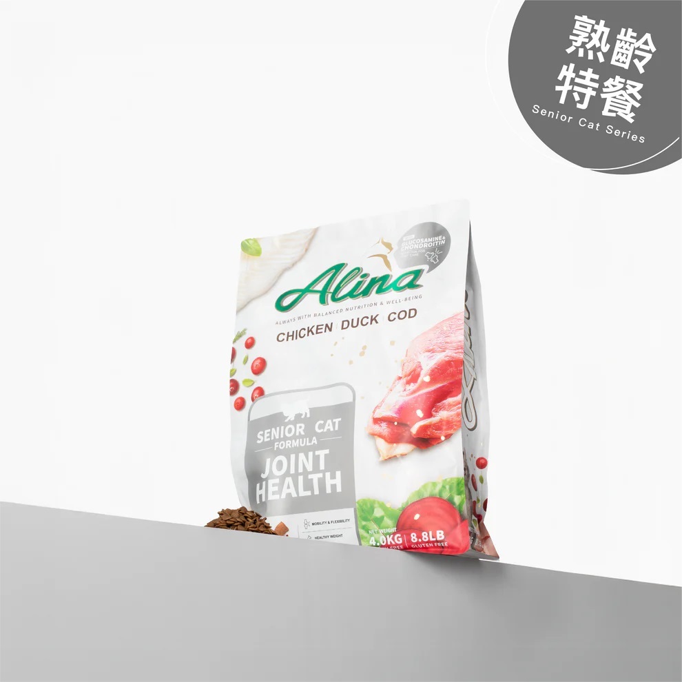 【ALINA】熟齡貓飼料｜雞肉+鴨肉+鱈魚｜關節保健配方 2KG / 4KG / 7.5KG