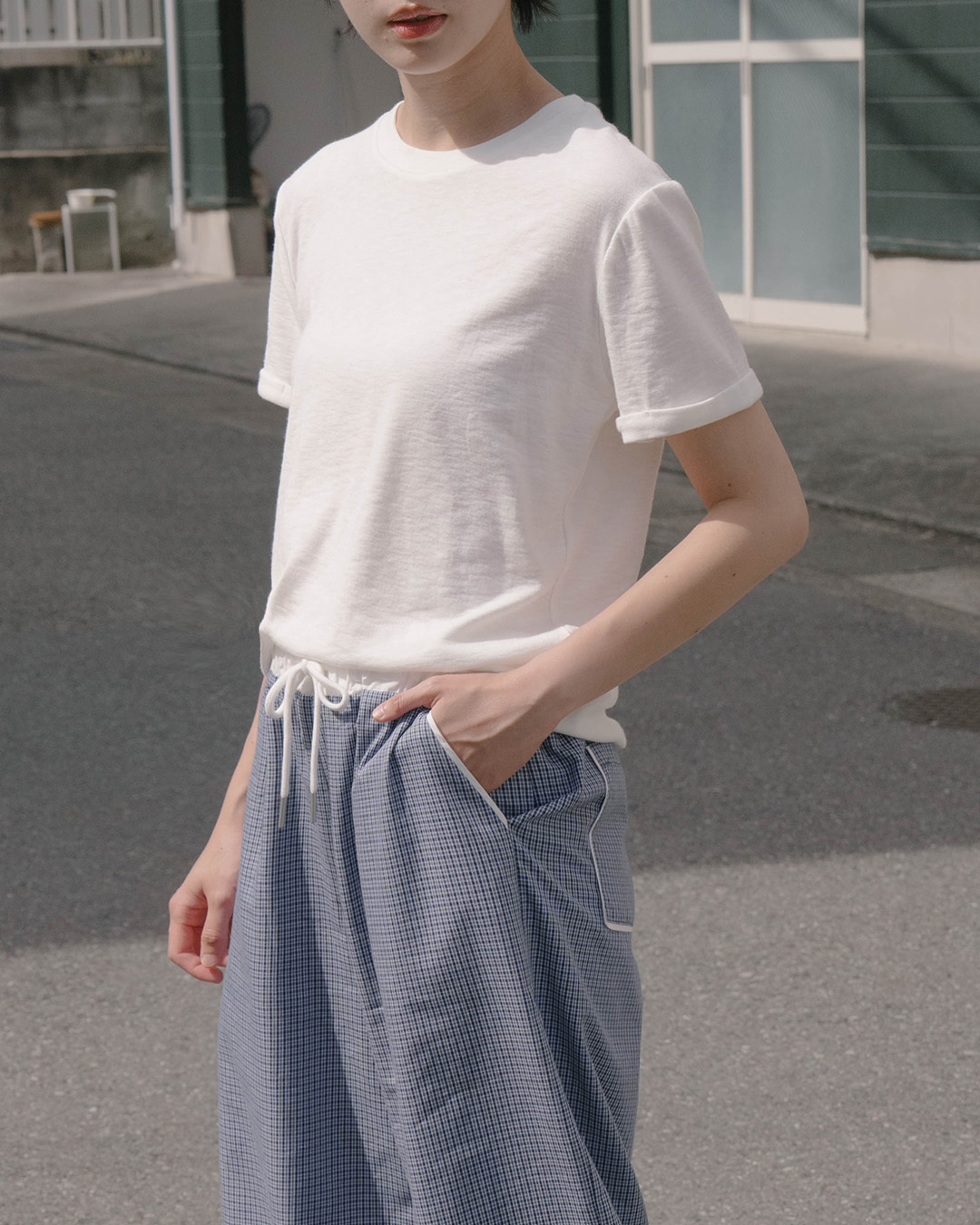 Casual plain sleeve pleated wide-cut top, available in four colors【01190377】in stock+pre-order