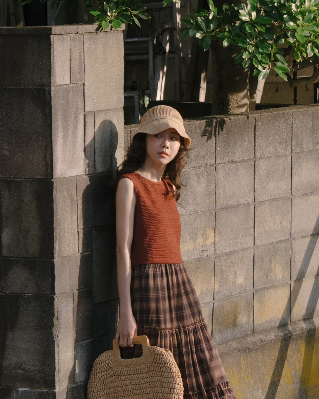 3D Jacquard Textured Wide-Shoulder Vest - Red【01099846】in stock+pre-order