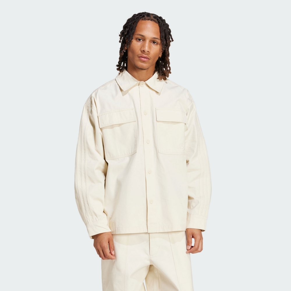 ADIDAS 外套 P ESS SHI 米白 長袖 襯衫外套 男 IY2280
