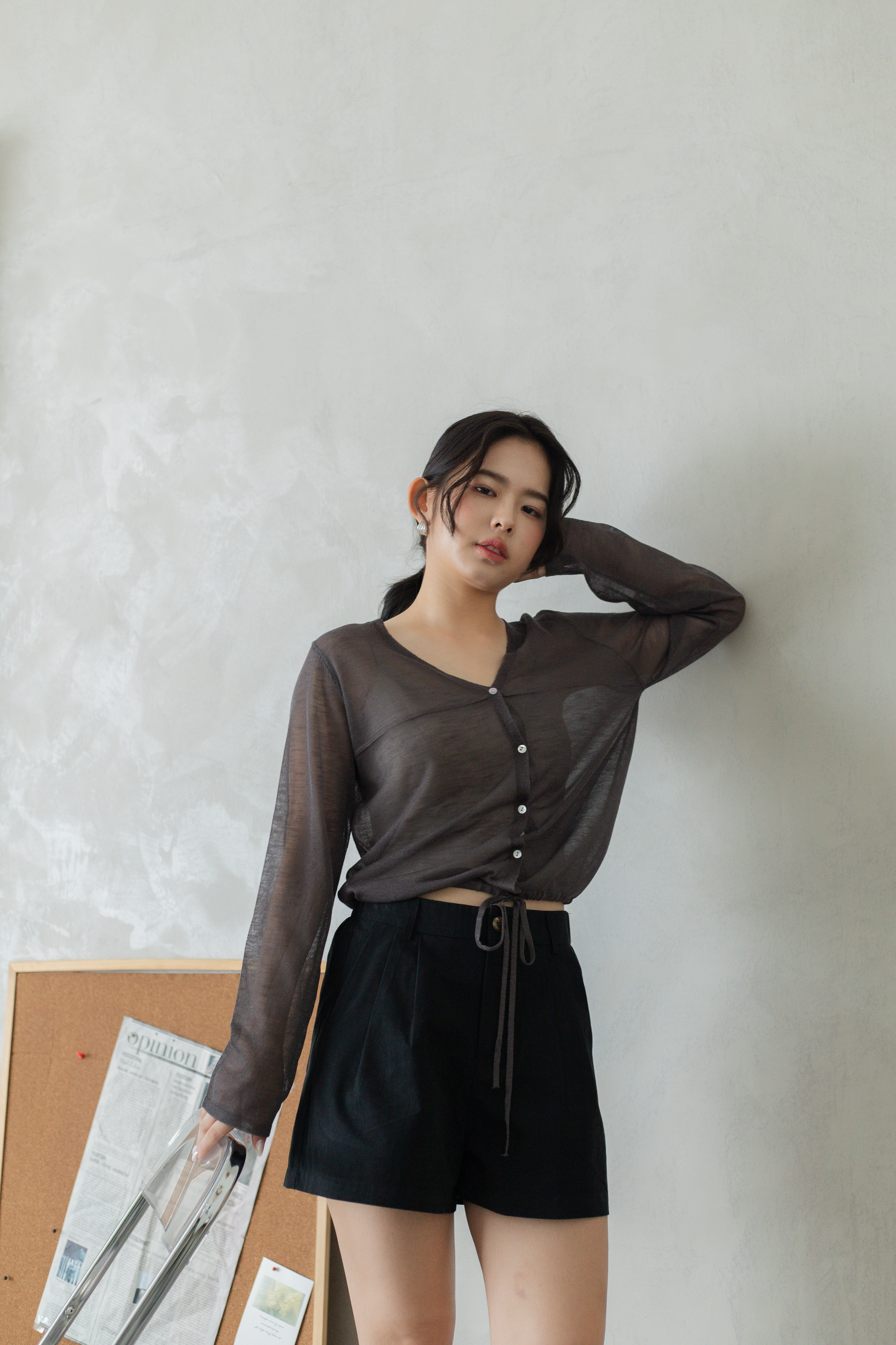 Belle Seamline Long Sleeve Cardigan Dark Grey - 2803KLDGY