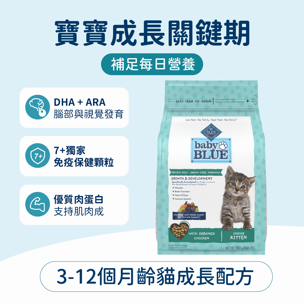 寶寶藍摯 幼貓無穀雞肉成長免疫配方0.66磅