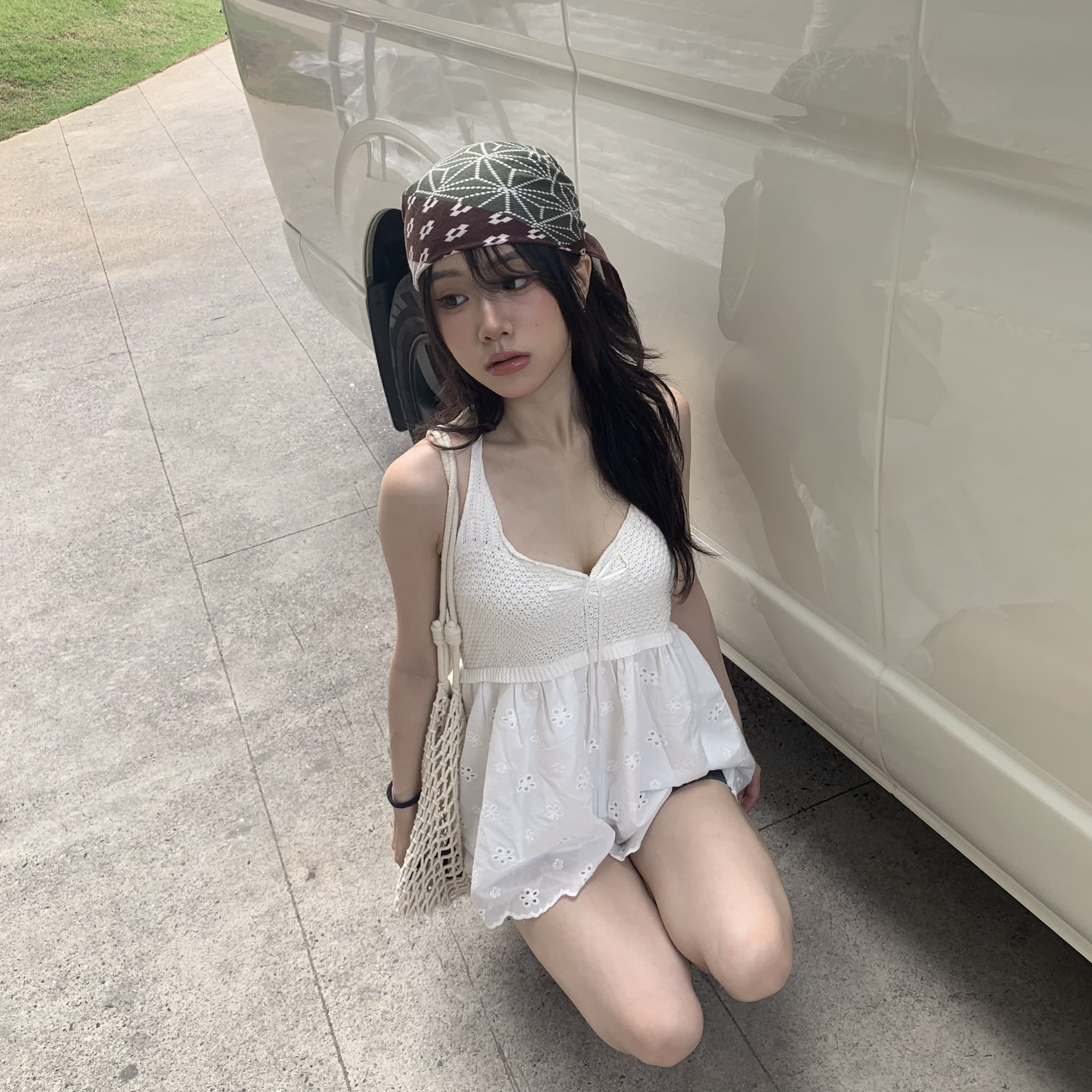 ISA_下一站度假! 海島緹花v領繞脖綁帶美洋_65114