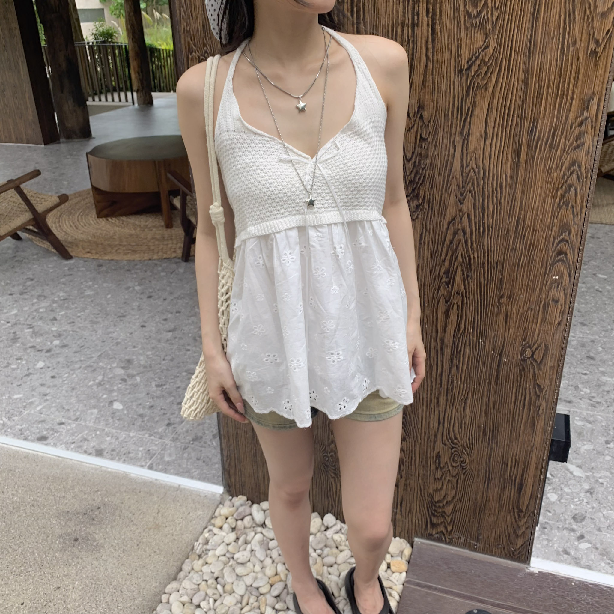 ISA_下一站度假! 海島緹花v領繞脖綁帶美洋_65114