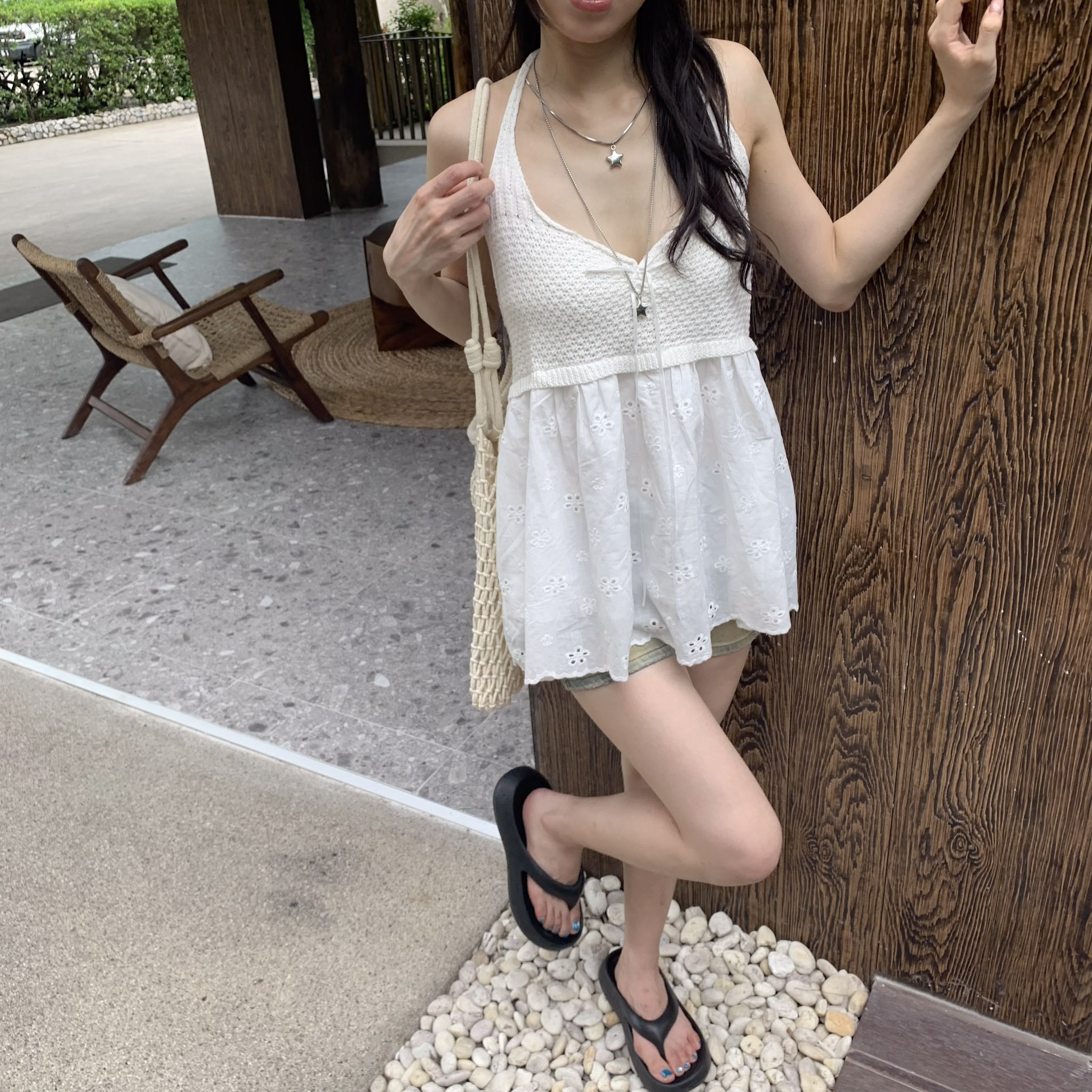 ISA_下一站度假! 海島緹花v領繞脖綁帶美洋_65114