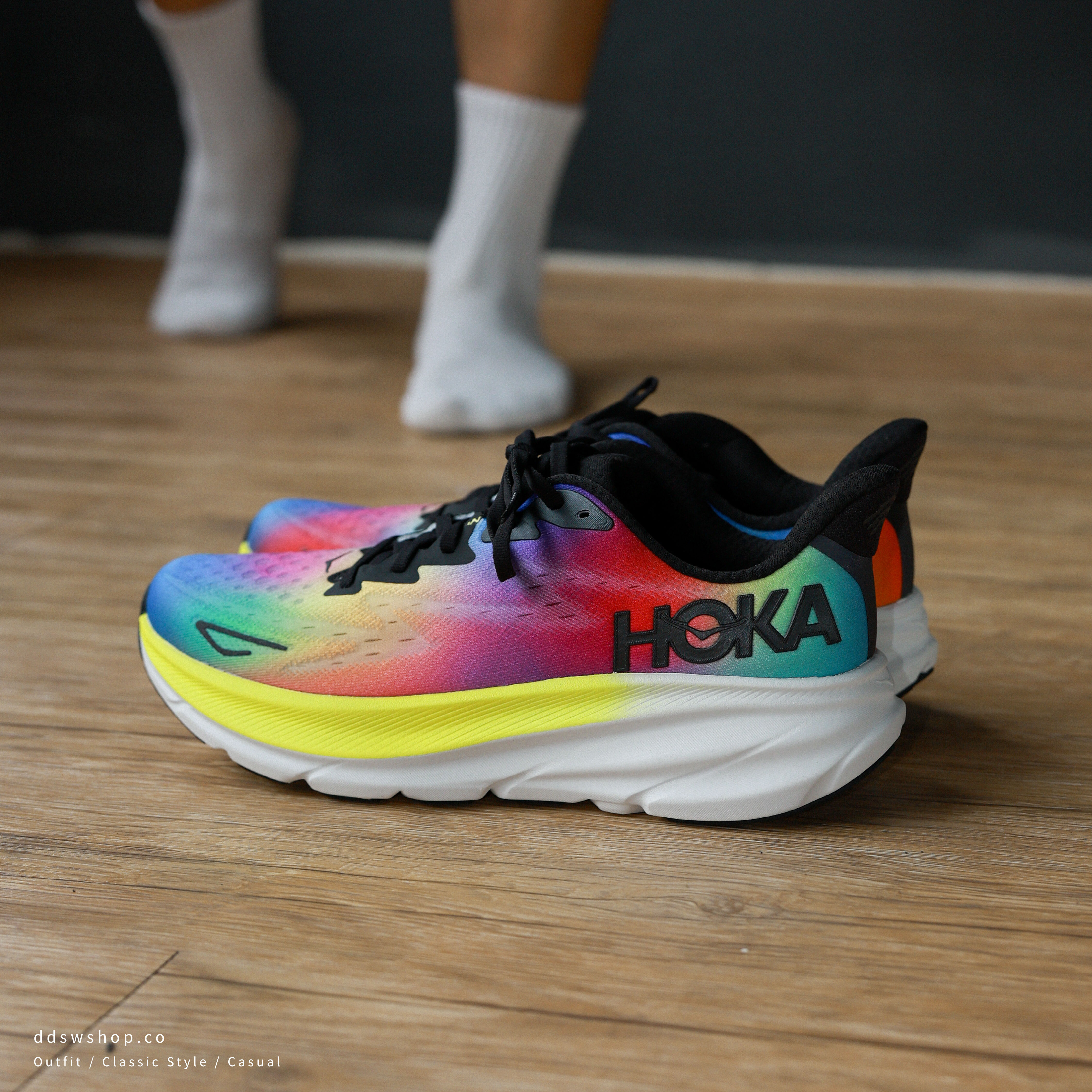 "代購" Hoka One One Clifton 9 Black / Multi 耐磨透氣低幫跑鞋