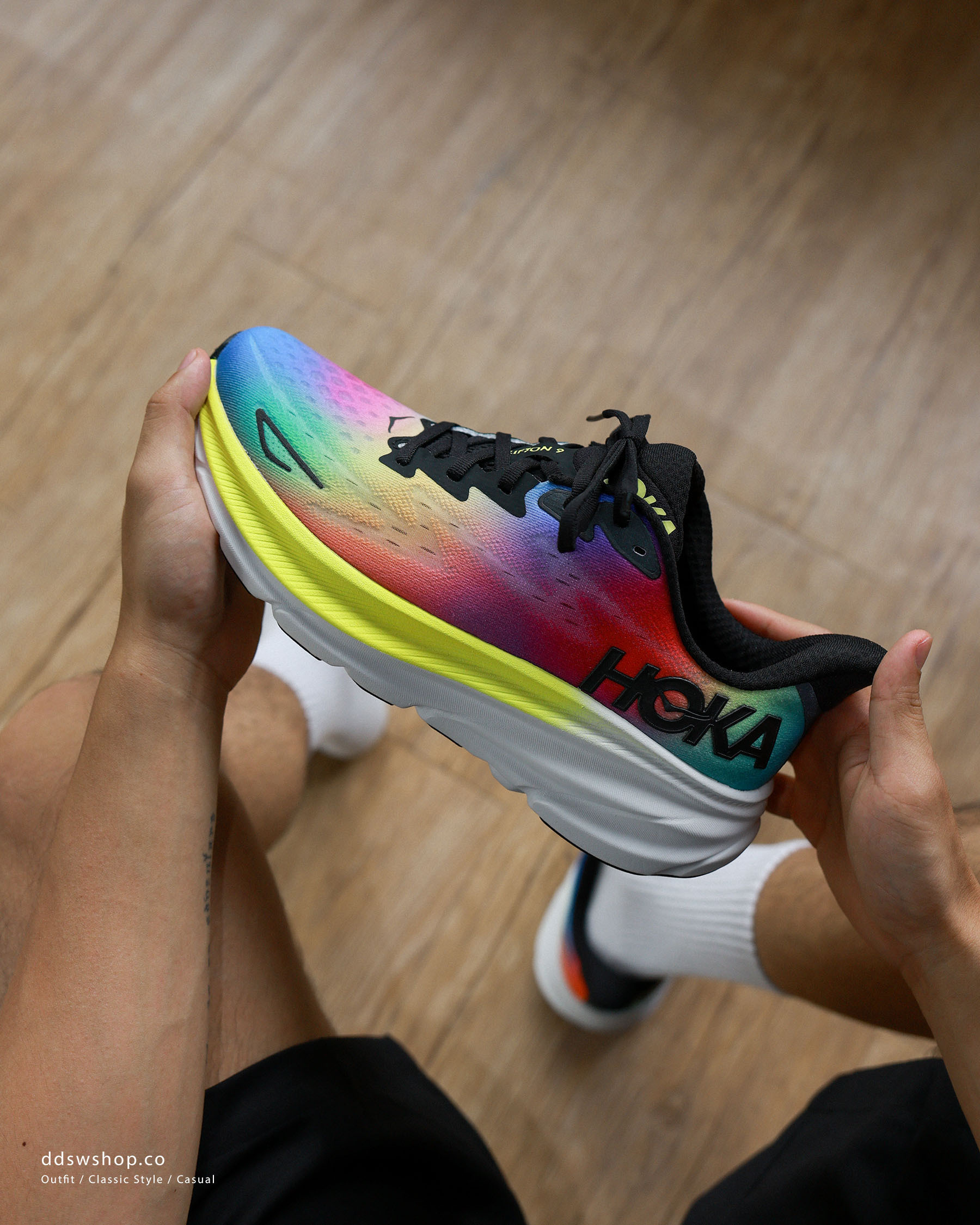 "代購" Hoka One One Clifton 9 Black / Multi 耐磨透氣低幫跑鞋