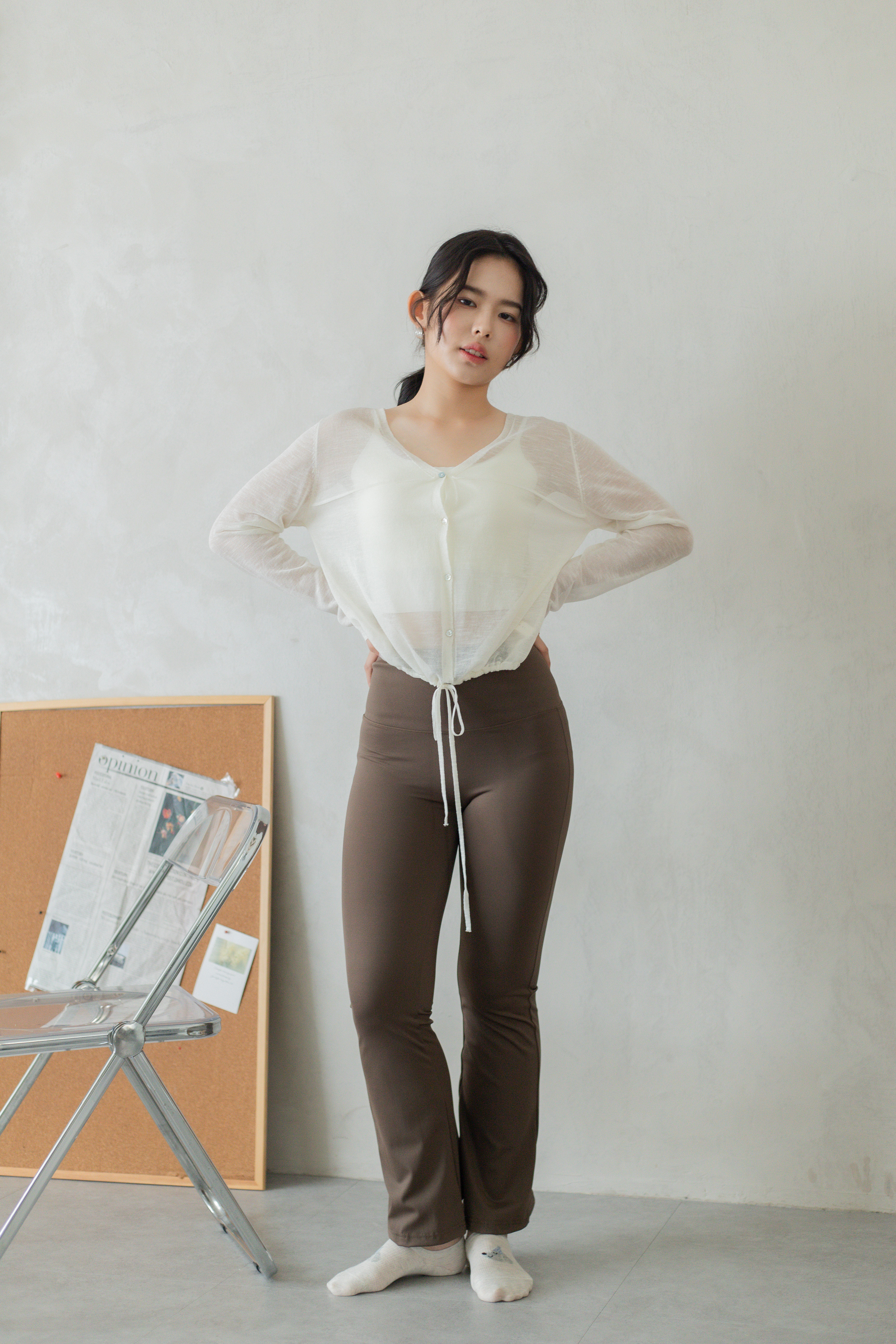 Belle Seamline Long Sleeve Cardigan White - 2803KLWHI